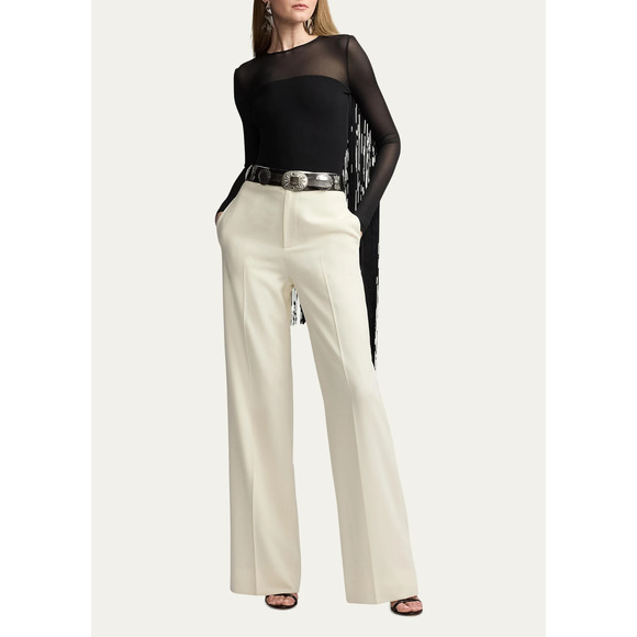 Ralph Lauren Black Label Ivory Wool Palazzo Wide-Leg Pants Size 6 USA - Picture 1 of 9